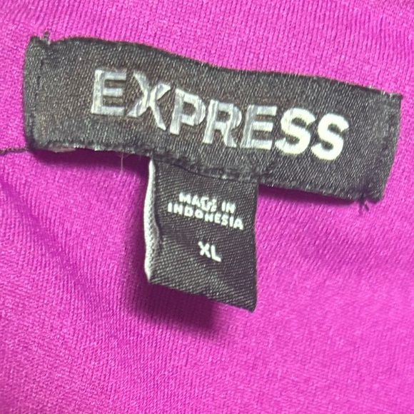 EXPRESS Bodysuit Vibrant Purple Metallic Glam Off The Shoulder Satin Thong Sz XL - Picture 9 of 10